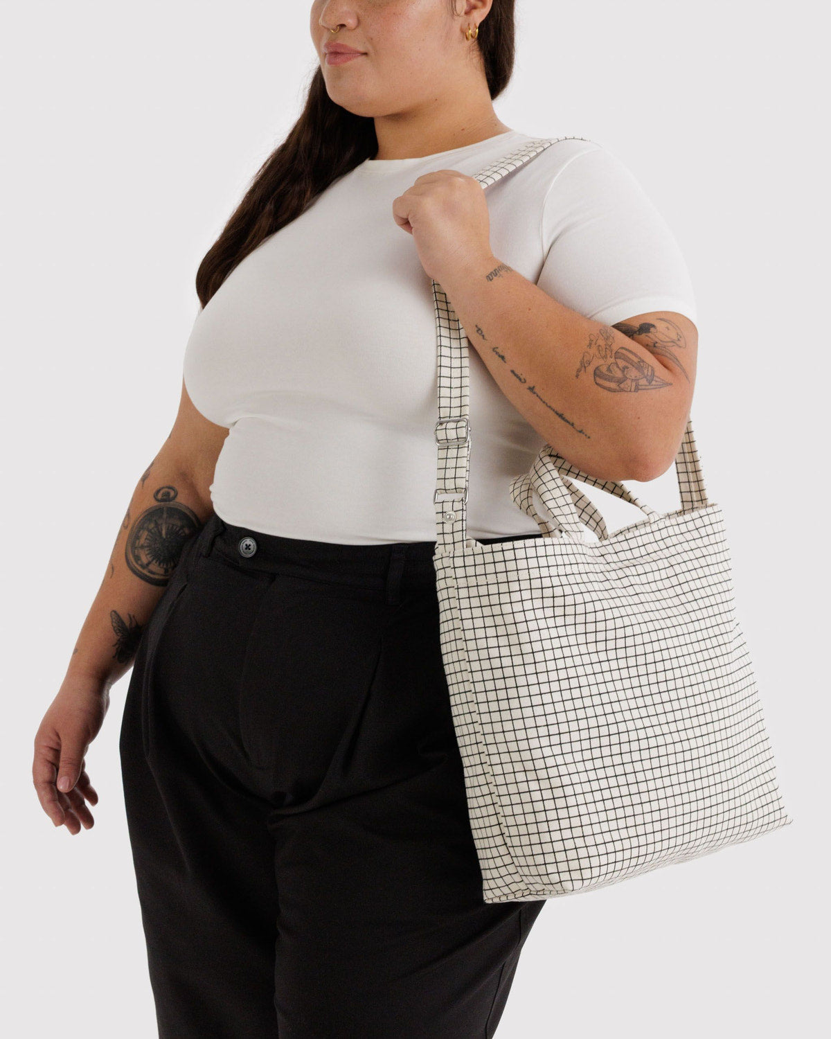 Baggu Trending - Horizontal Zip Duck Bag Natural Grid