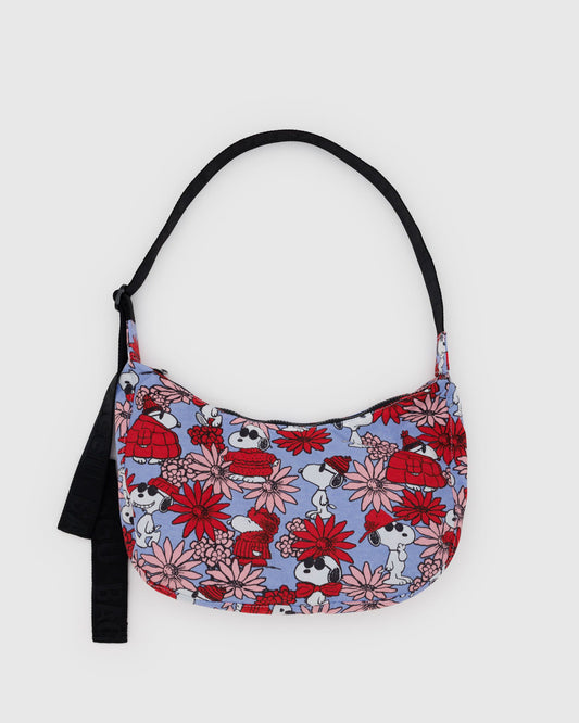 Baggu Classic - Medium Nylon Crescent Bag Floral Snoopy