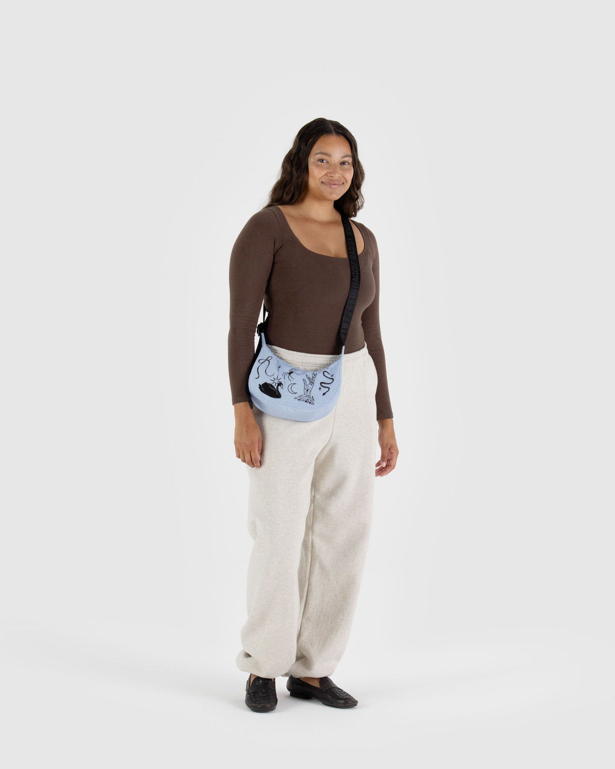 Baggu Latest - Small Nylon Crescent Bag Embroidered Ballet Icons