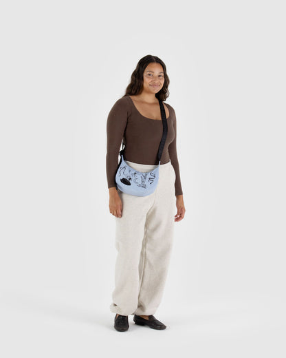Baggu Latest - Small Nylon Crescent Bag Embroidered Ballet Icons