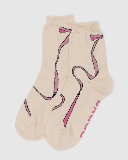 Baggu Essential - Crew Sock Pink Bow
