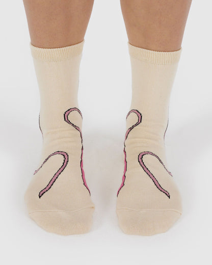 Baggu Essential - Crew Sock Pink Bow