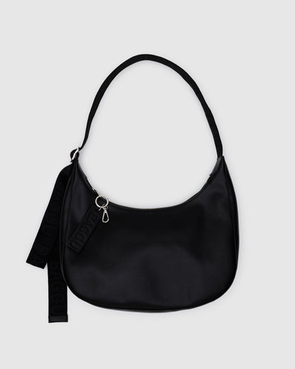 Baggu Premium - Medium Recycled Leather Crescent Bag Black