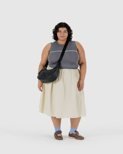 Baggu Premium - Medium Recycled Leather Crescent Bag Black