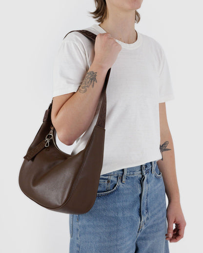 Baggu Everyday - Medium Recycled Leather Crescent Bag Brown