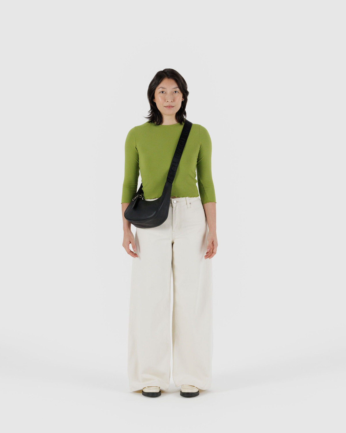 Baggu Customer Favorite - Small Recycled Leather Crescent Bag Black