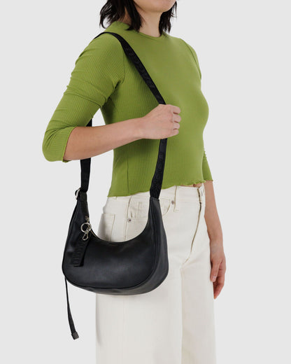 Baggu Customer Favorite - Small Recycled Leather Crescent Bag Black