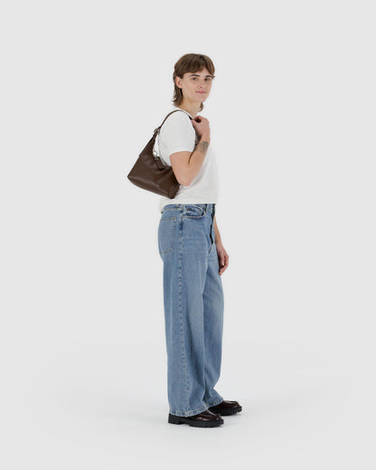Baggu Customer Favorite - Mini Recycled Leather Shoulder Bag Brown