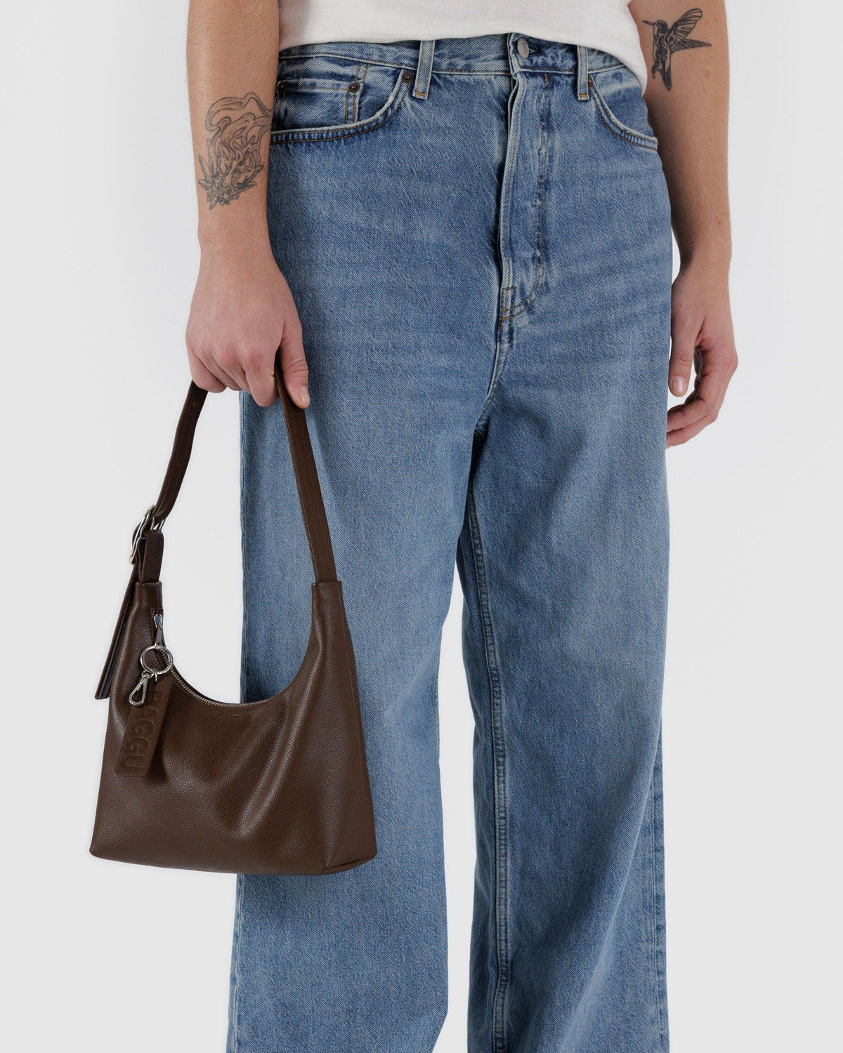 Baggu Customer Favorite - Mini Recycled Leather Shoulder Bag Brown