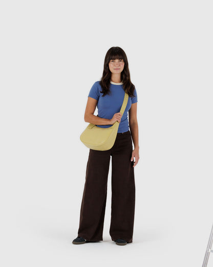 Baggu Everyday - Medium Recycled Leather Crescent Bag Straw