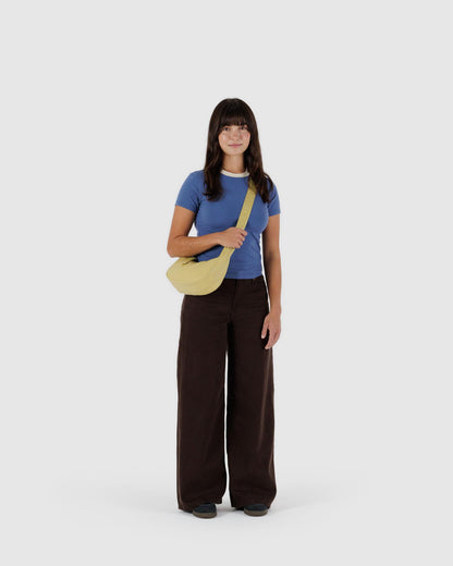 Baggu Everyday - Small Recycled Leather Crescent Bag Straw