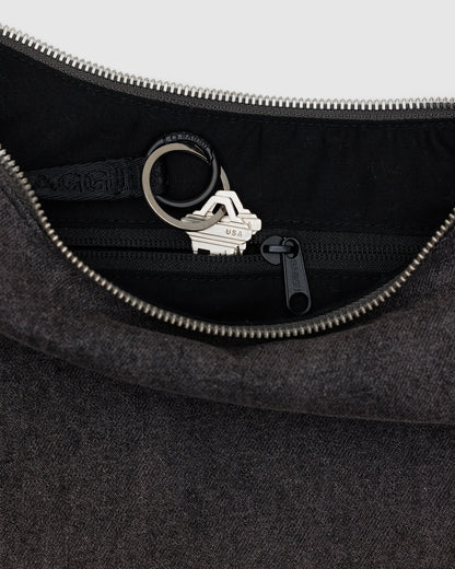 Baggu Essential - Medium Denim Crescent Bag Washed Black Denim