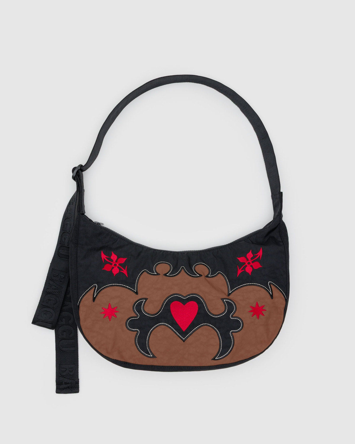 Baggu Premium - Medium Nylon Crescent Bag Western Appliqué
