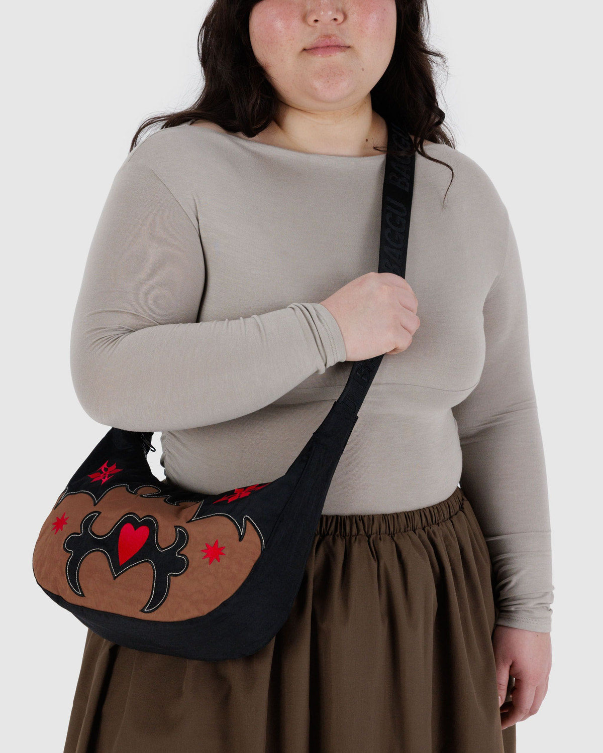Baggu Premium - Medium Nylon Crescent Bag Western Appliqué