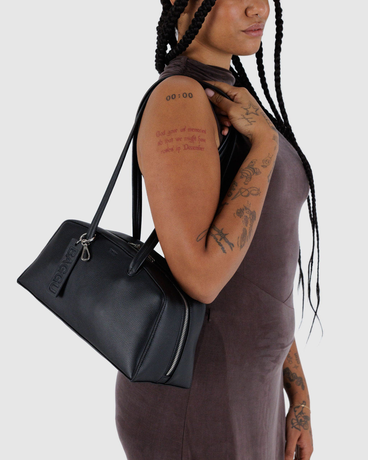 Baggu Hot Sale - Recycled Leather Bowler Bag Black