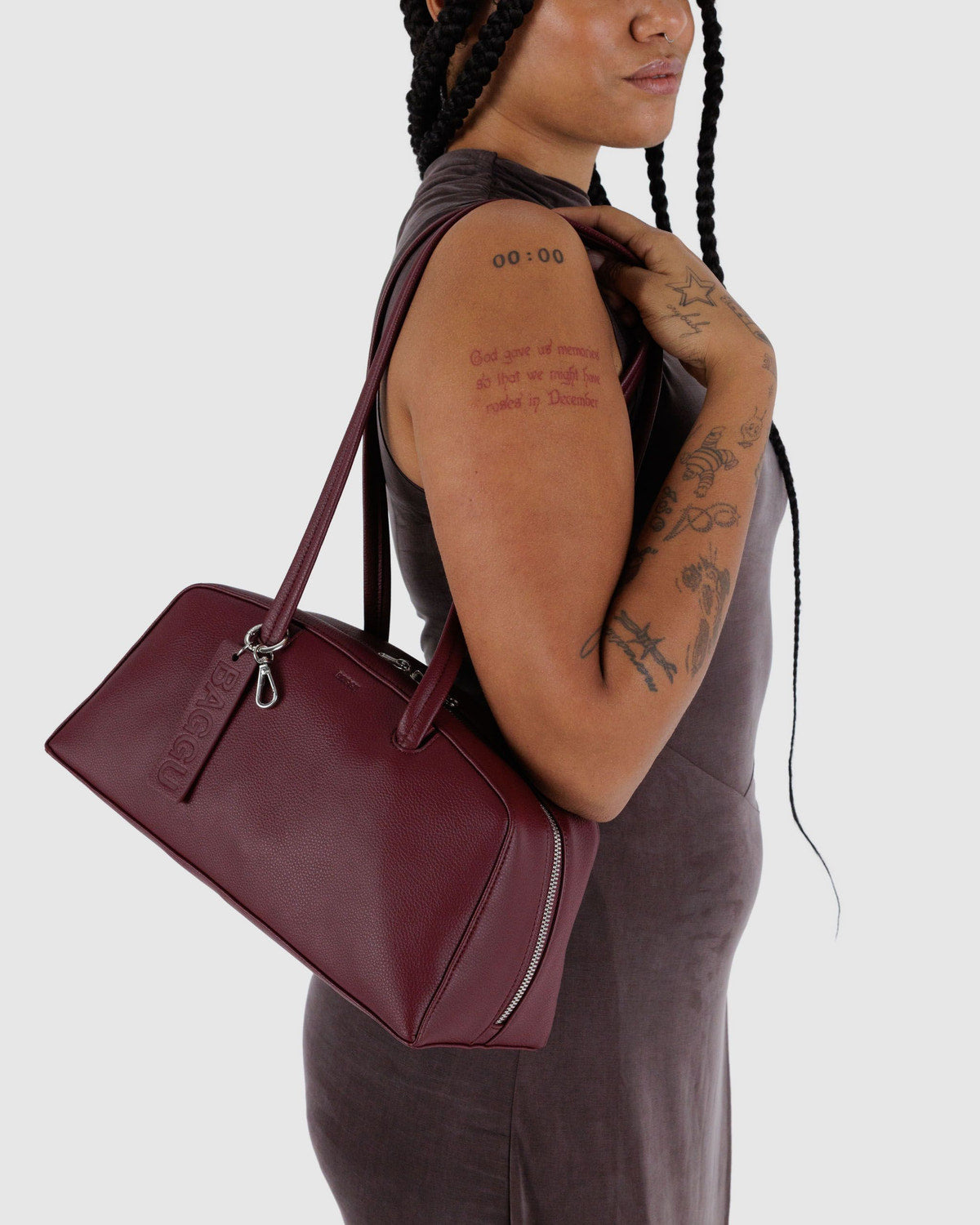 Baggu Quality - Recycled Leather Bowler Bag Mahogany