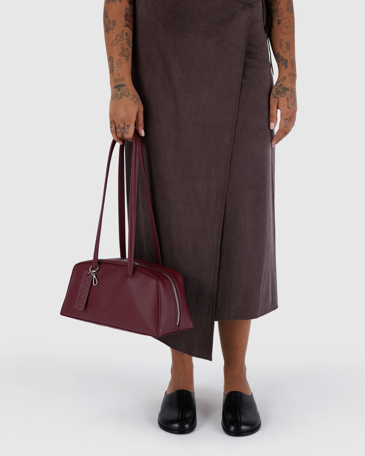 Baggu Quality - Recycled Leather Bowler Bag Mahogany