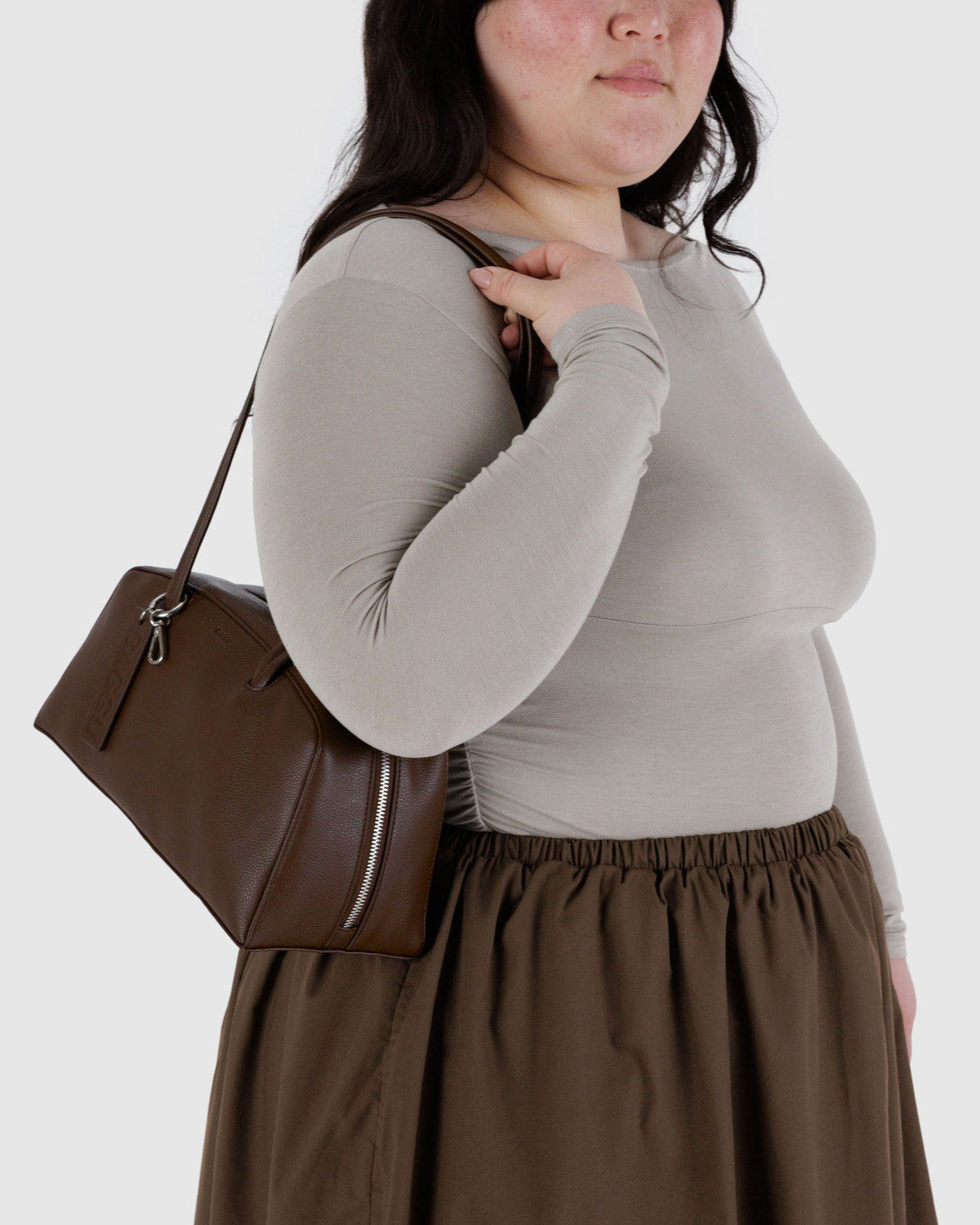 Baggu Deals - Recycled Leather Bowler Bag Brown
