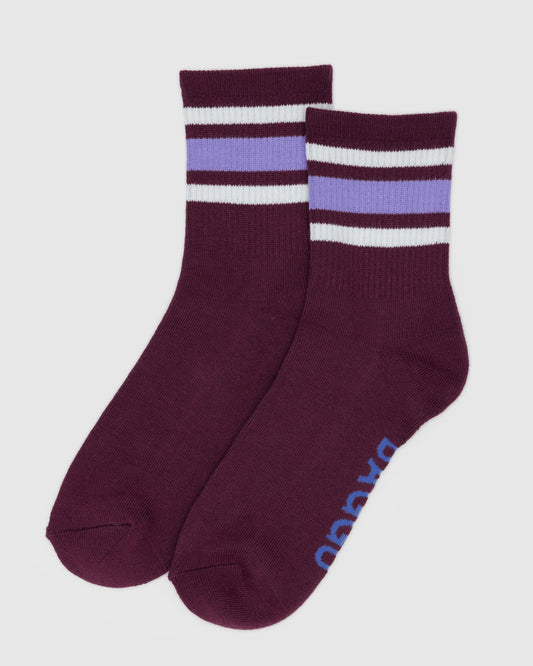 Baggu Featured - Ribbed Sock Mahogany Stripe