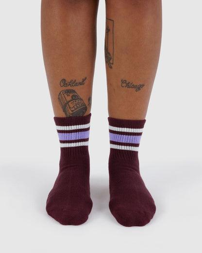 Baggu Featured - Ribbed Sock Mahogany Stripe