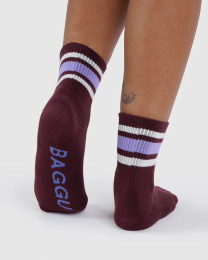 Baggu Featured - Ribbed Sock Mahogany Stripe