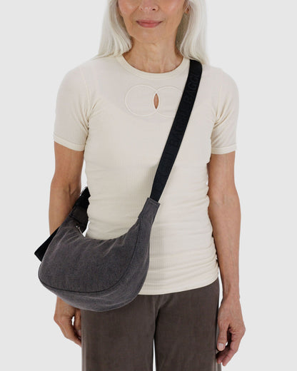 Baggu Hot Sale - Small Denim Crescent Bag Washed Black Denim
