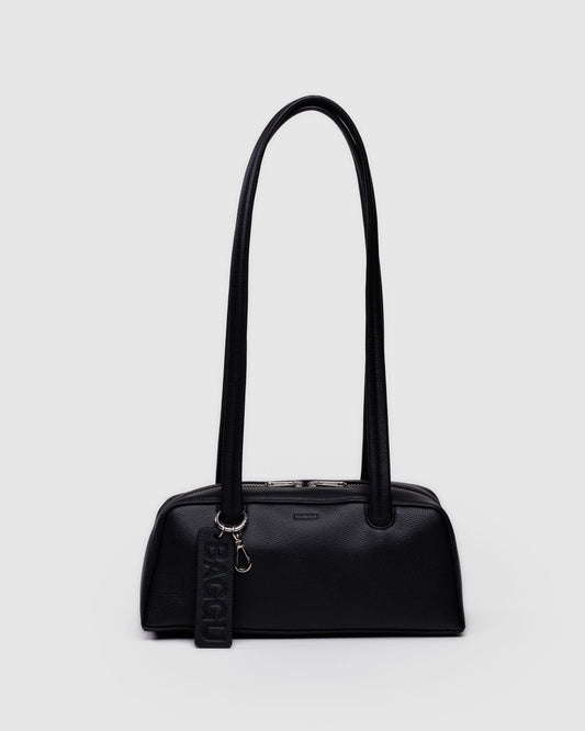 Baggu Sale - Small Recycled Leather Bowler Bag Black