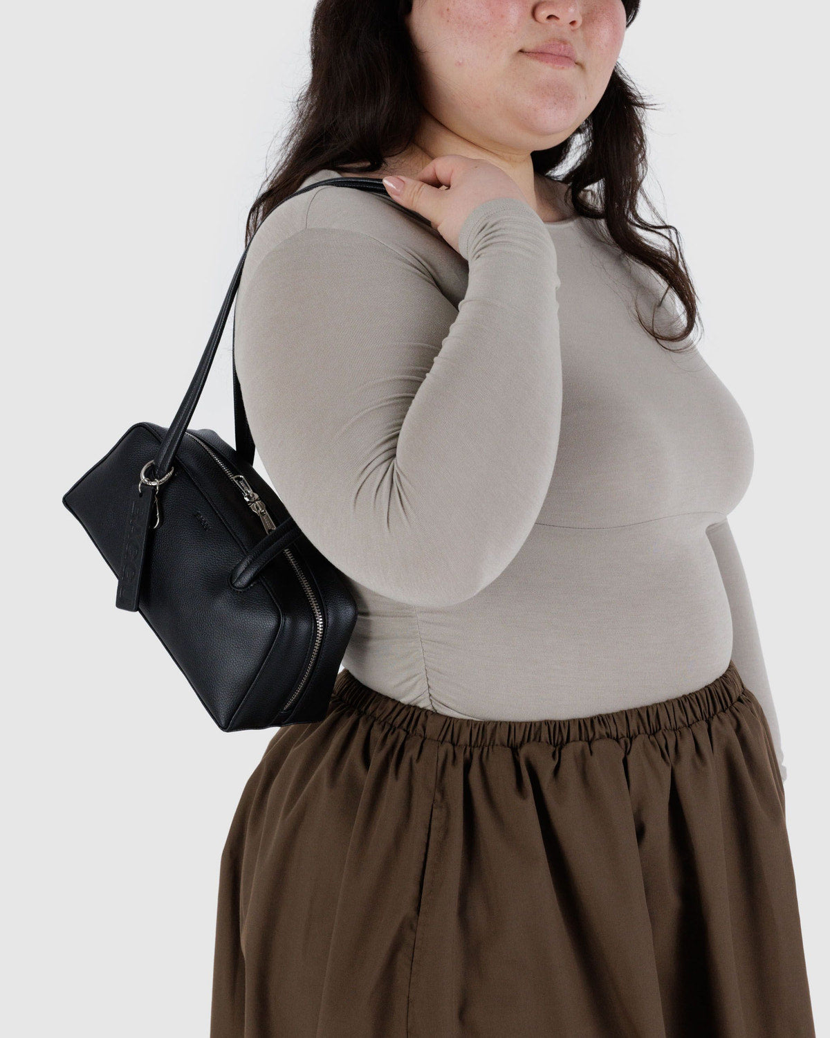 Baggu Sale - Small Recycled Leather Bowler Bag Black