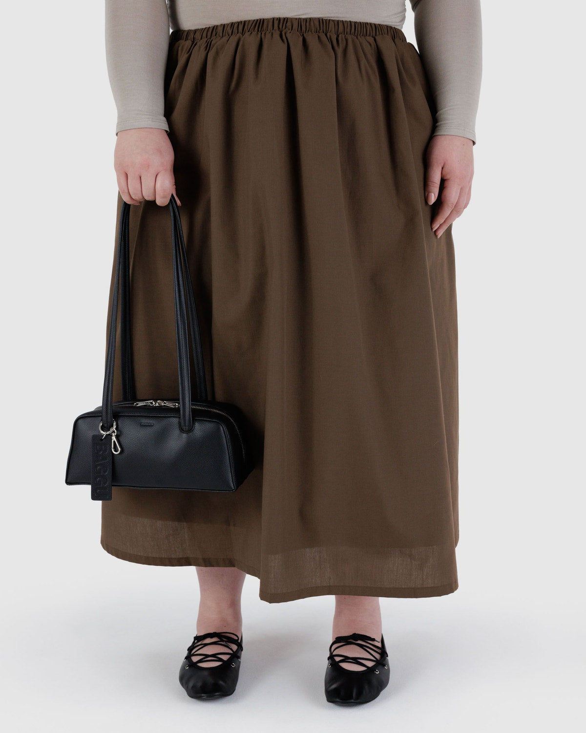 Baggu Sale - Small Recycled Leather Bowler Bag Black