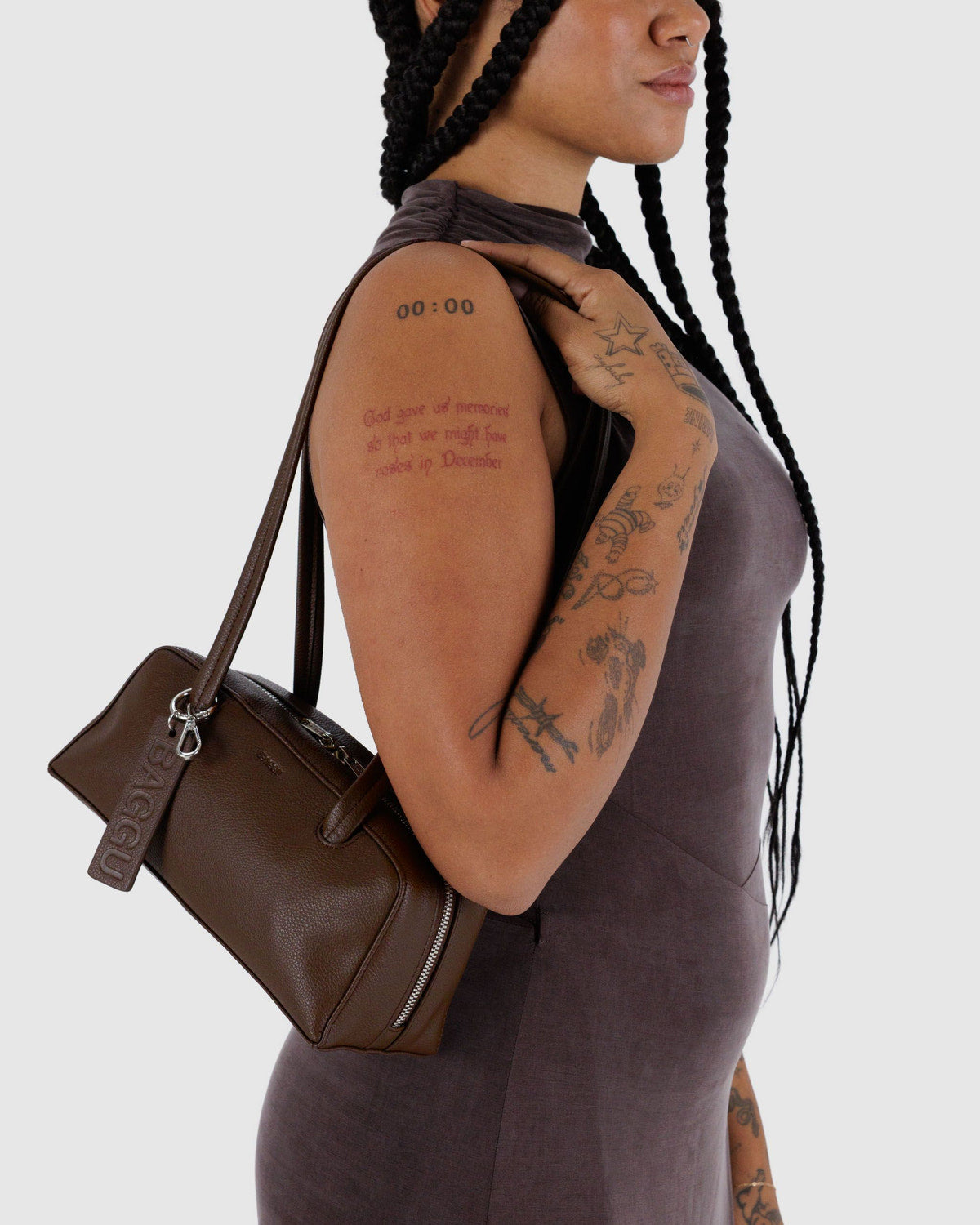 Baggu Classic - Small Recycled Leather Bowler Bag Brown