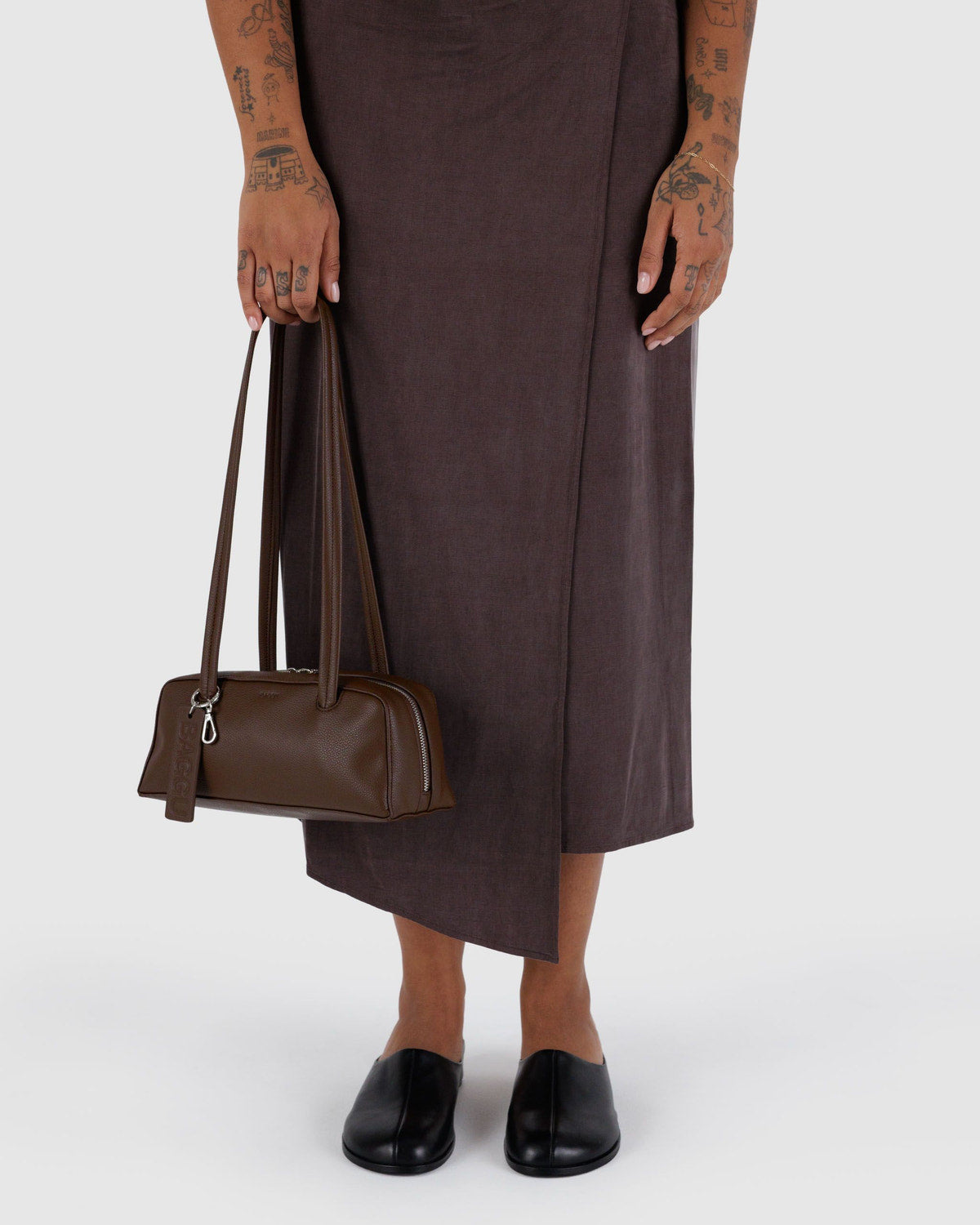 Baggu Classic - Small Recycled Leather Bowler Bag Brown