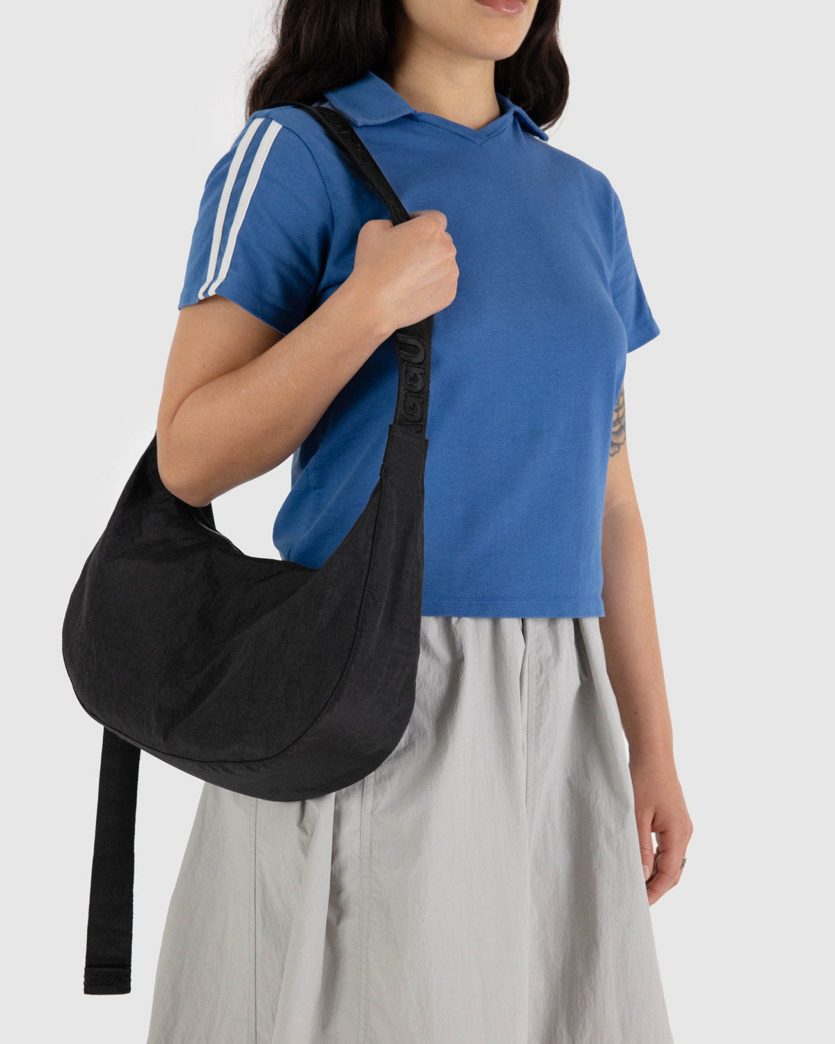 Baggu Trusted - Medium Nylon Crescent Bag Black