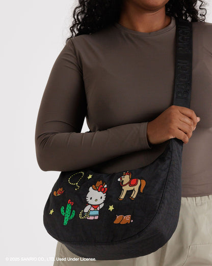 Baggu Everyday - Medium Nylon Crescent Bag Embroidered Hello Kitty Western