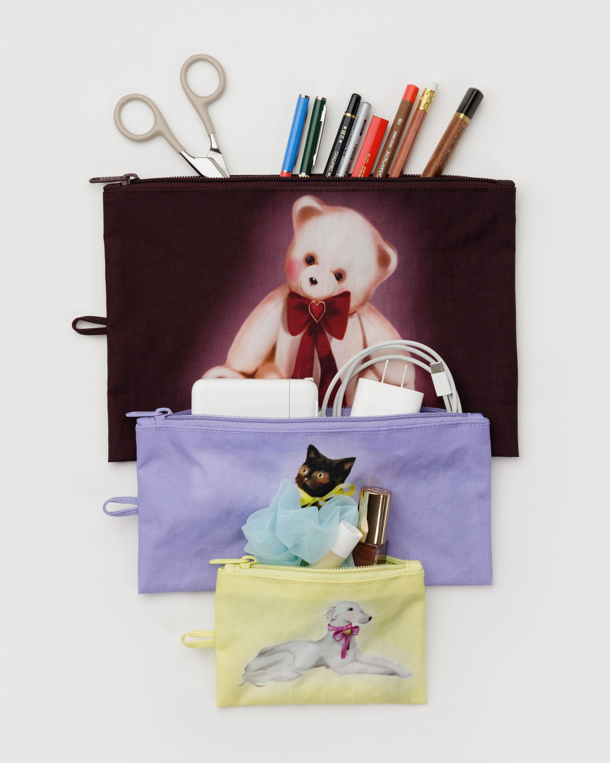 Baggu Recommended - Flat Pouch Set Fancy Animals