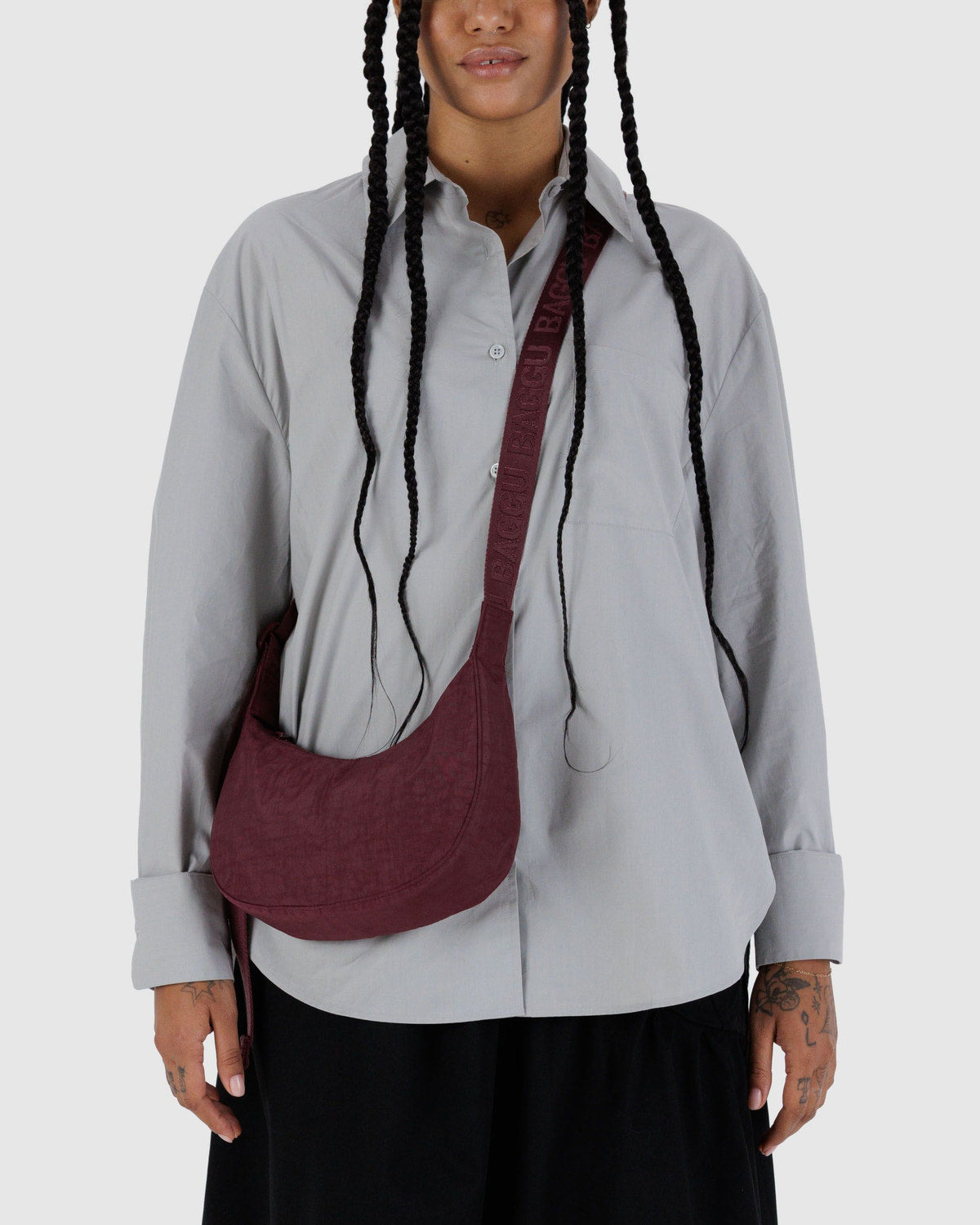 Baggu Customer Favorite - Small Nylon Crescent Bag Mahogany
