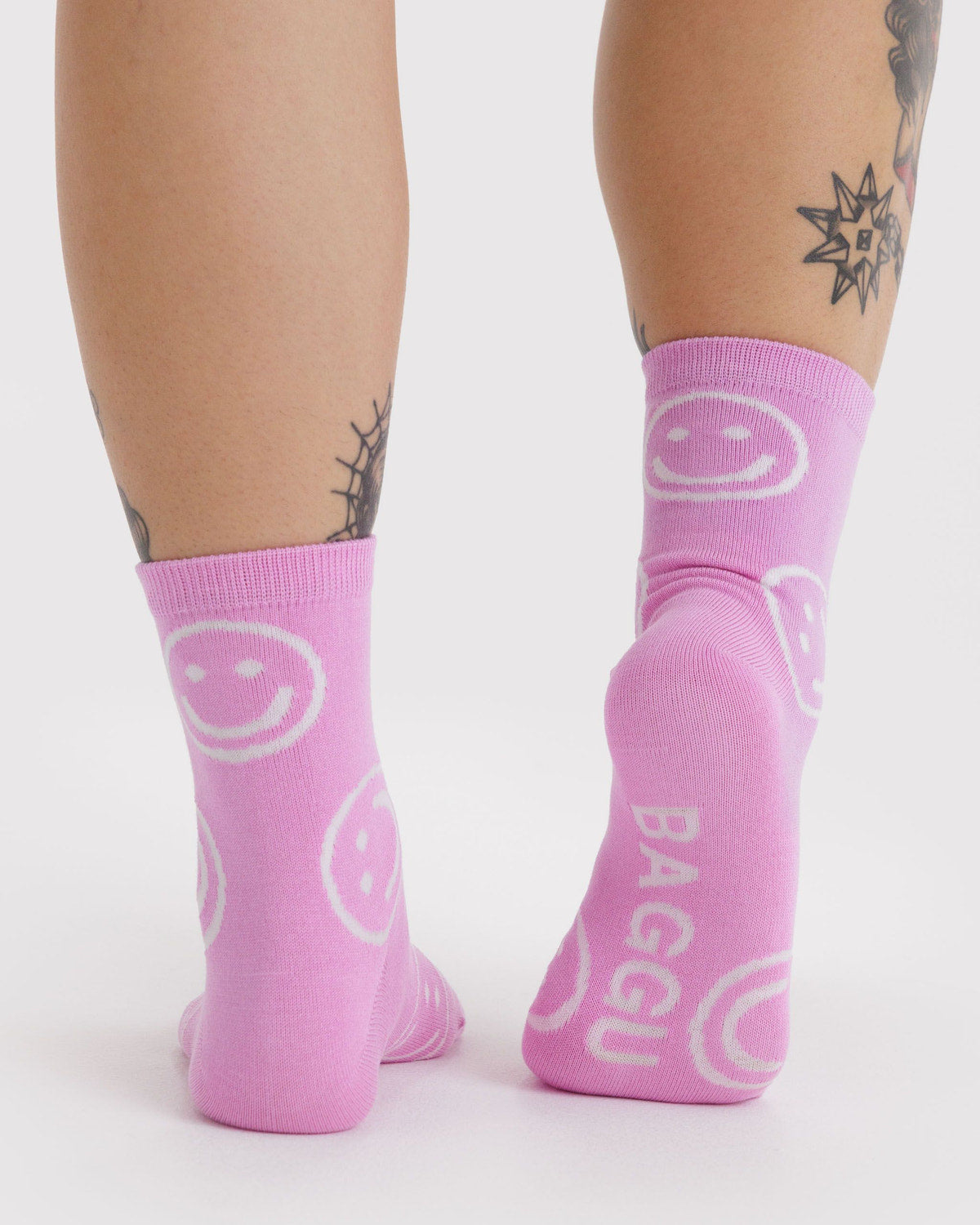 Baggu Exclusive - Crew Sock Pink Happy
