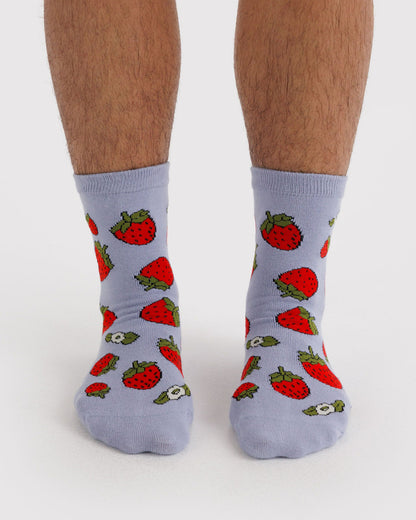 Baggu Smart Buy - Crew Sock Strawberry Blossom