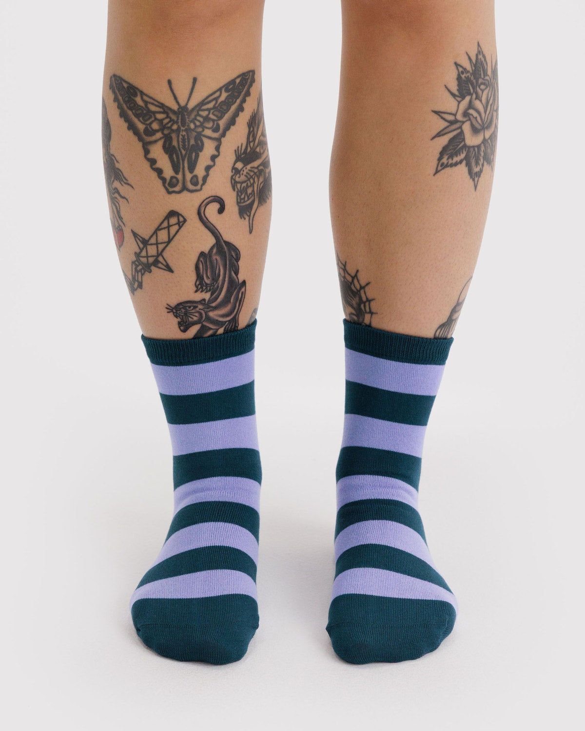 Baggu Deals - Crew Sock Malachite Stripe