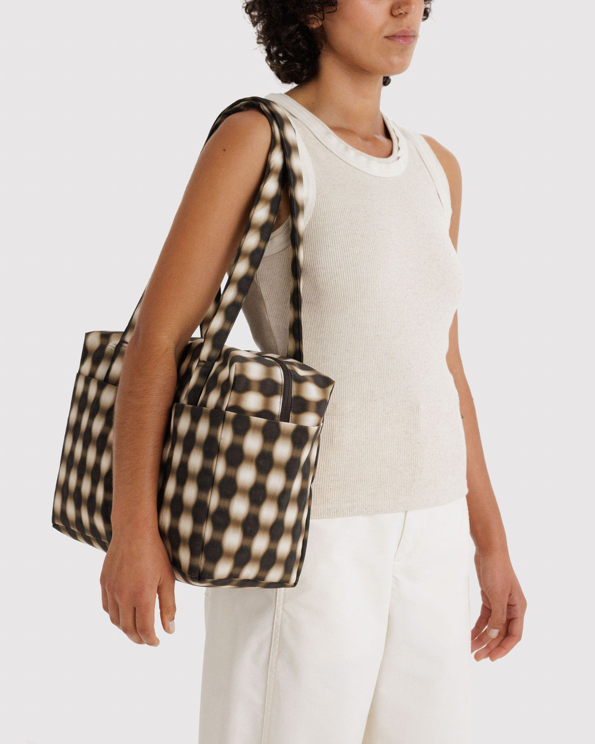 Baggu Premium - Everyday Cloud Bag Blurred Gingham Brown
