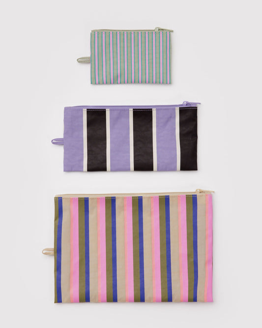 Baggu Exclusive - Flat Pouch Set Candy Shop Stripes