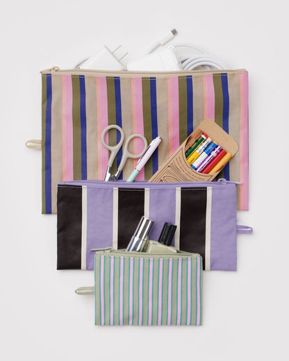 Baggu Exclusive - Flat Pouch Set Candy Shop Stripes
