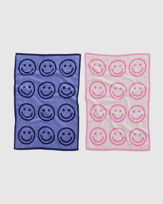 Baggu Quality - Hand Towel Set of 2 Happy Pink Blue