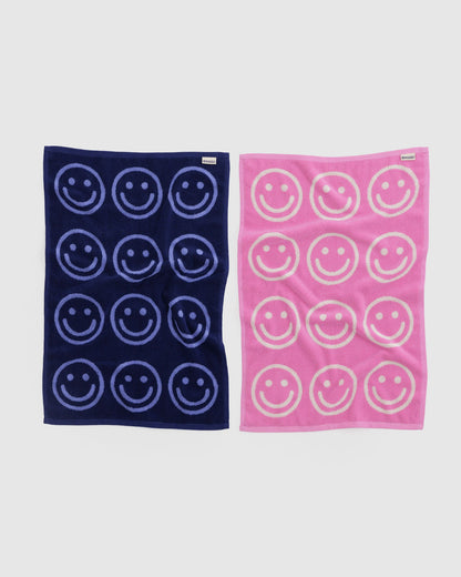 Baggu Quality - Hand Towel Set of 2 Happy Pink Blue