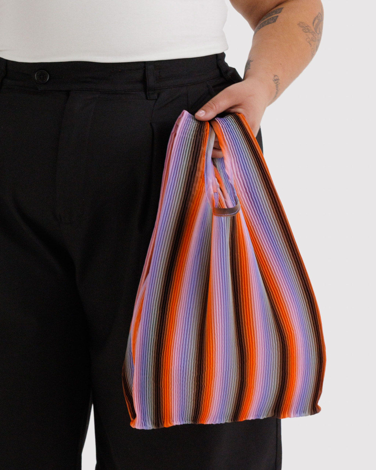 Baggu Quality - Pleated Baggu Gradient Stripe Poppy & Lilac