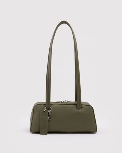 Baggu Exclusive - Small Recycled Leather Bowler Bag Loden