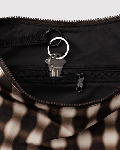 Baggu Quality - Large Nylon Crescent Bag Blurred Gingham Brown