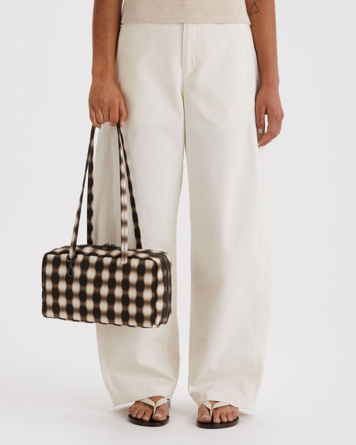 Baggu Everyday - Nylon Bowler Bag Blurred Gingham Brown