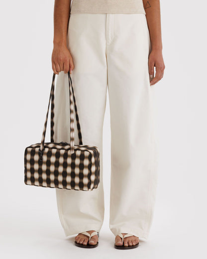 Baggu Everyday - Nylon Bowler Bag Blurred Gingham Brown