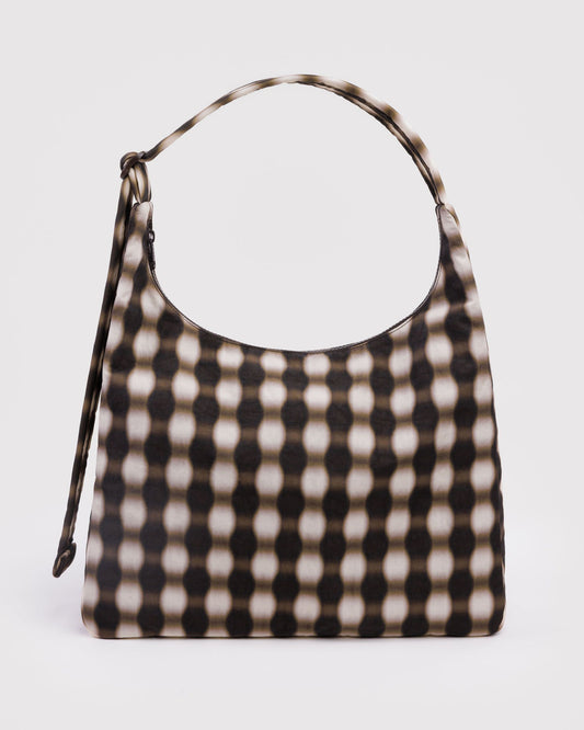 Baggu Everyday - Nylon Shoulder Bag Blurred Gingham Brown