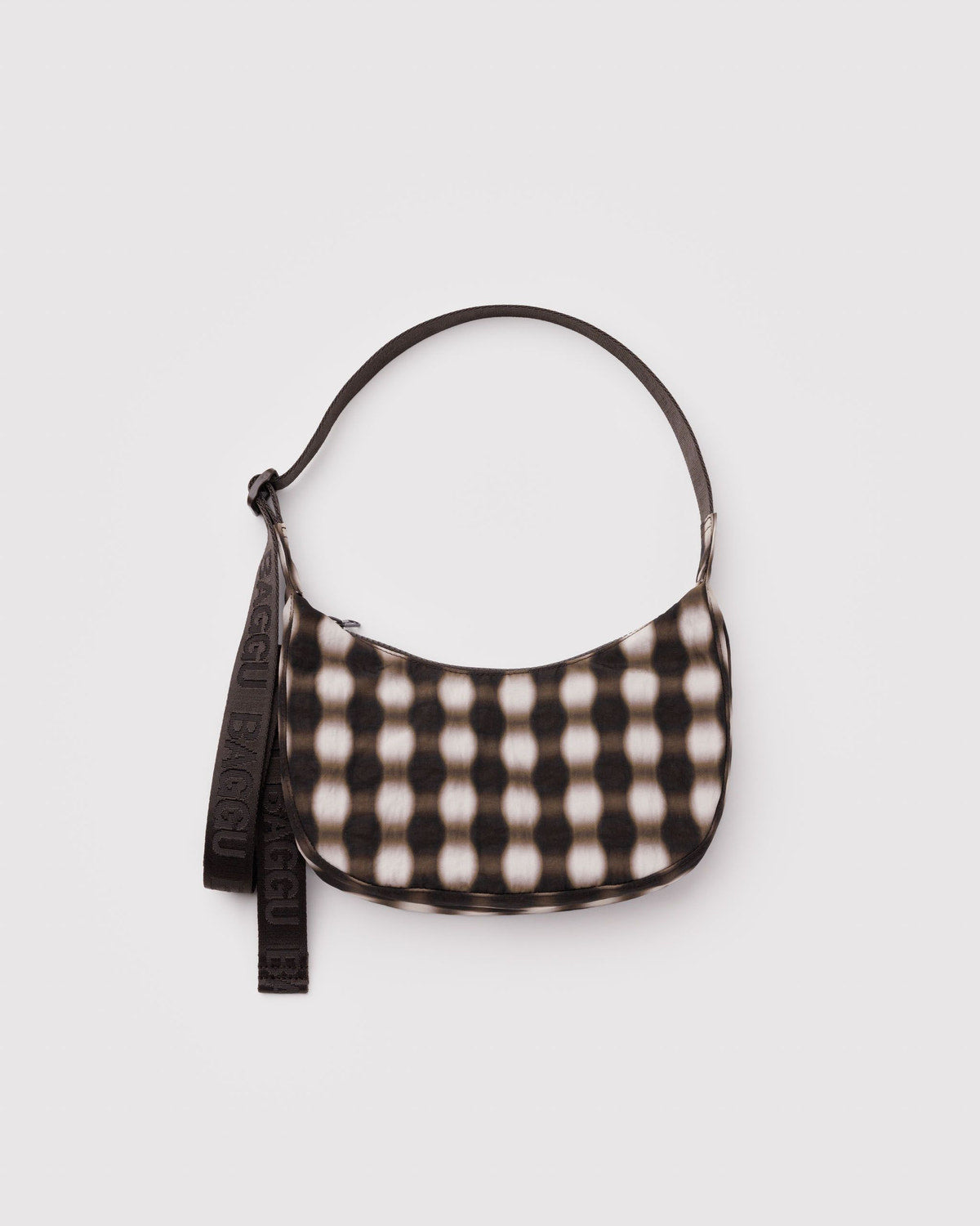 Baggu Quality - Small Nylon Crescent Bag Blurred Gingham Brown